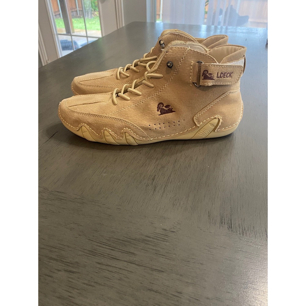 LDECK Tan Suede Mid Top Driving Sneakers Mens Size 36 US 5.5 Tan Lace Up
